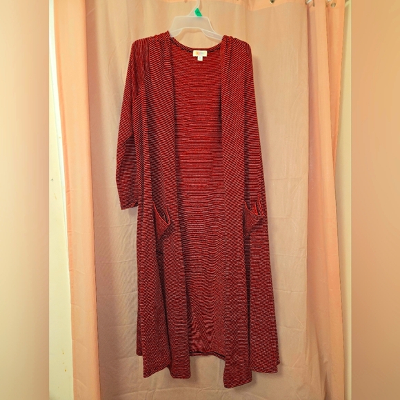 Lularoe XL Sarah Red and Black Stripes - Picture 1 of 3